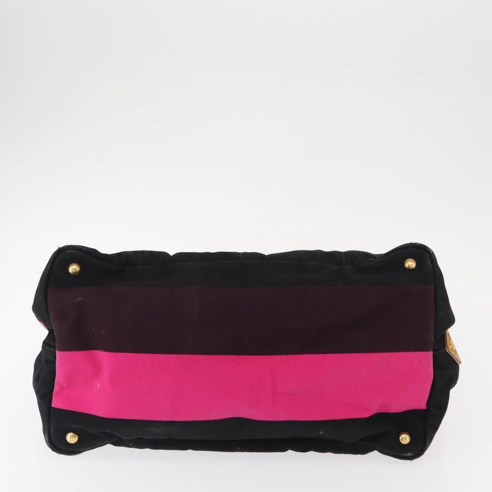 PRADA Canapa GM Hand Bag Canvas Pink Black Auth bs31630 - Picture 5 of 16